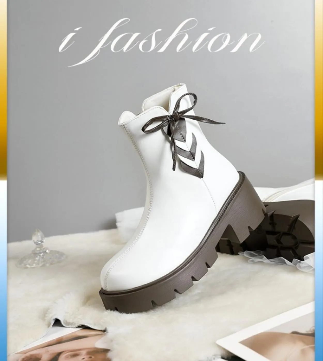 2022 nuovi stivali Chelsea autunno inverno piattaforma da donna stivaletti neri bianchi per donna scarpe punk corte peluche fioc