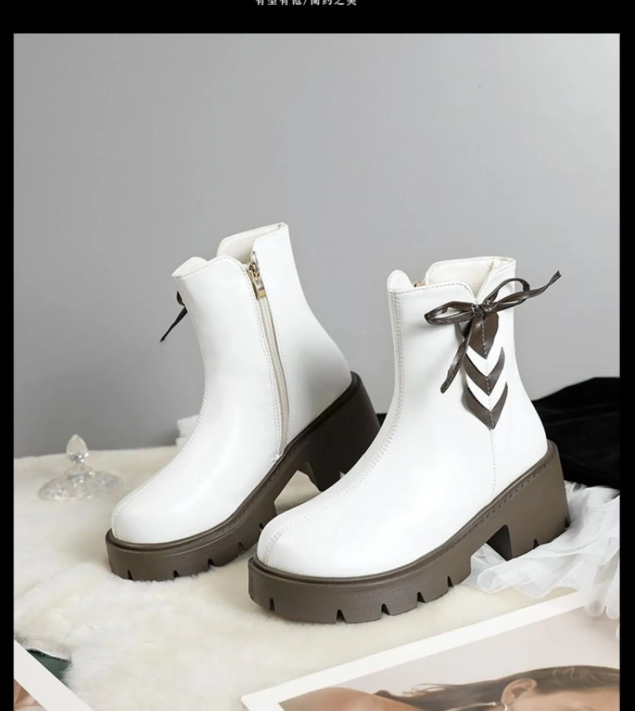 2022 nuovi stivali Chelsea autunno inverno piattaforma da donna stivaletti neri bianchi per donna scarpe punk corte peluche fioc