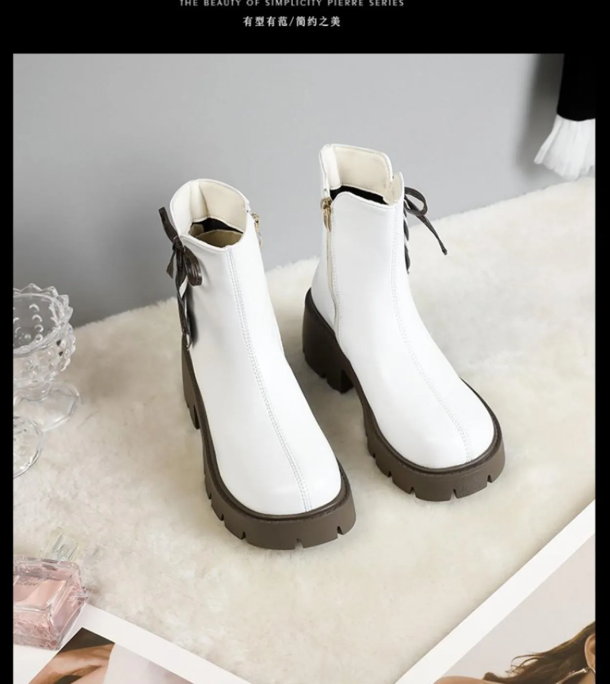 2022 nuovi stivali Chelsea autunno inverno piattaforma da donna stivaletti neri bianchi per donna scarpe punk corte peluche fioc