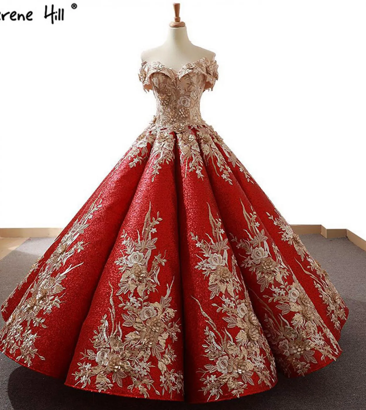 Abiti da sposa fatti a mano con paillettes rossi di fascia alta Abiti da sposa di lusso senza maniche Abiti da sposa di lusso Re