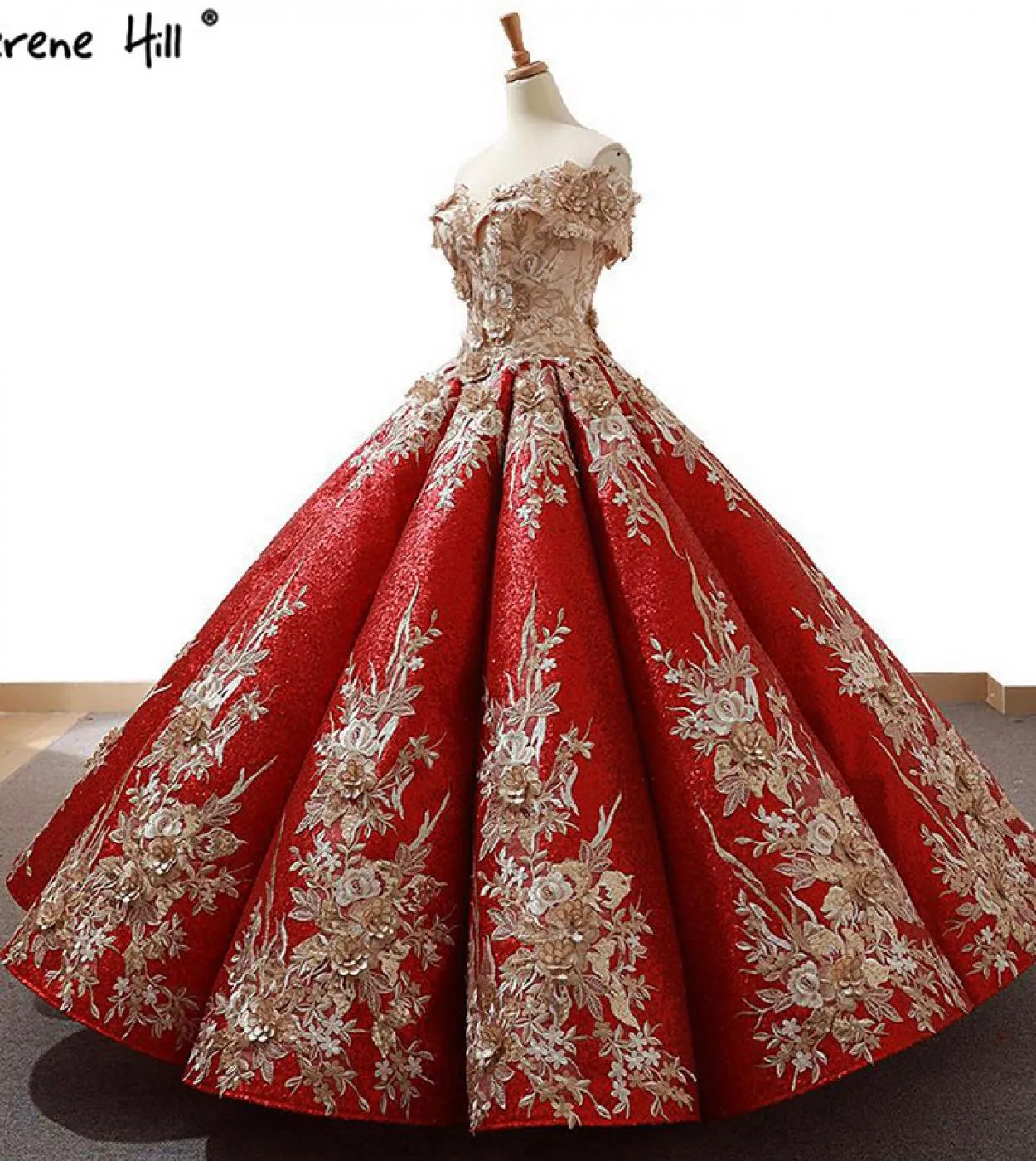 Abiti da sposa fatti a mano con paillettes rossi di fascia alta Abiti da sposa di lusso senza maniche Abiti da sposa di lusso Re