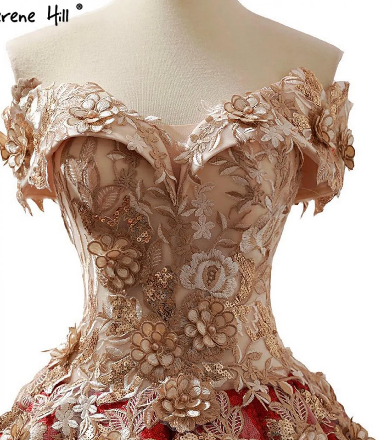 Abiti da sposa fatti a mano con paillettes rossi di fascia alta Abiti da sposa di lusso senza maniche Abiti da sposa di lusso Re