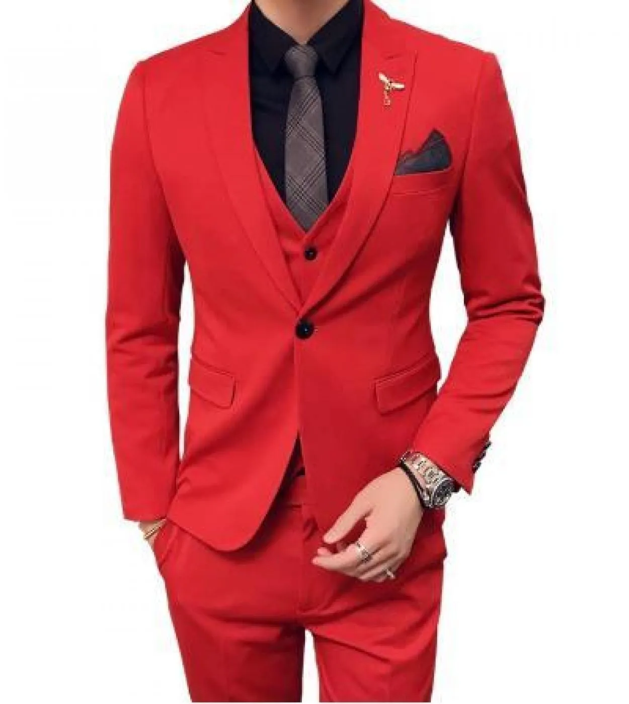 Abiti da uomo Abiti da sposa rossi Abiti da uomo Oranje Pak Heren Royal Blue Abiti da uomo Party Dj Costume di scena Terno Slim