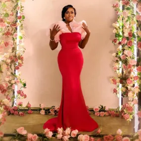 Abiti per le donne Abiti da cerimonia stile Aso Ebi eleganti e graziosi rossi Abiti da ballo Abiti da ricevimento di nozze incre