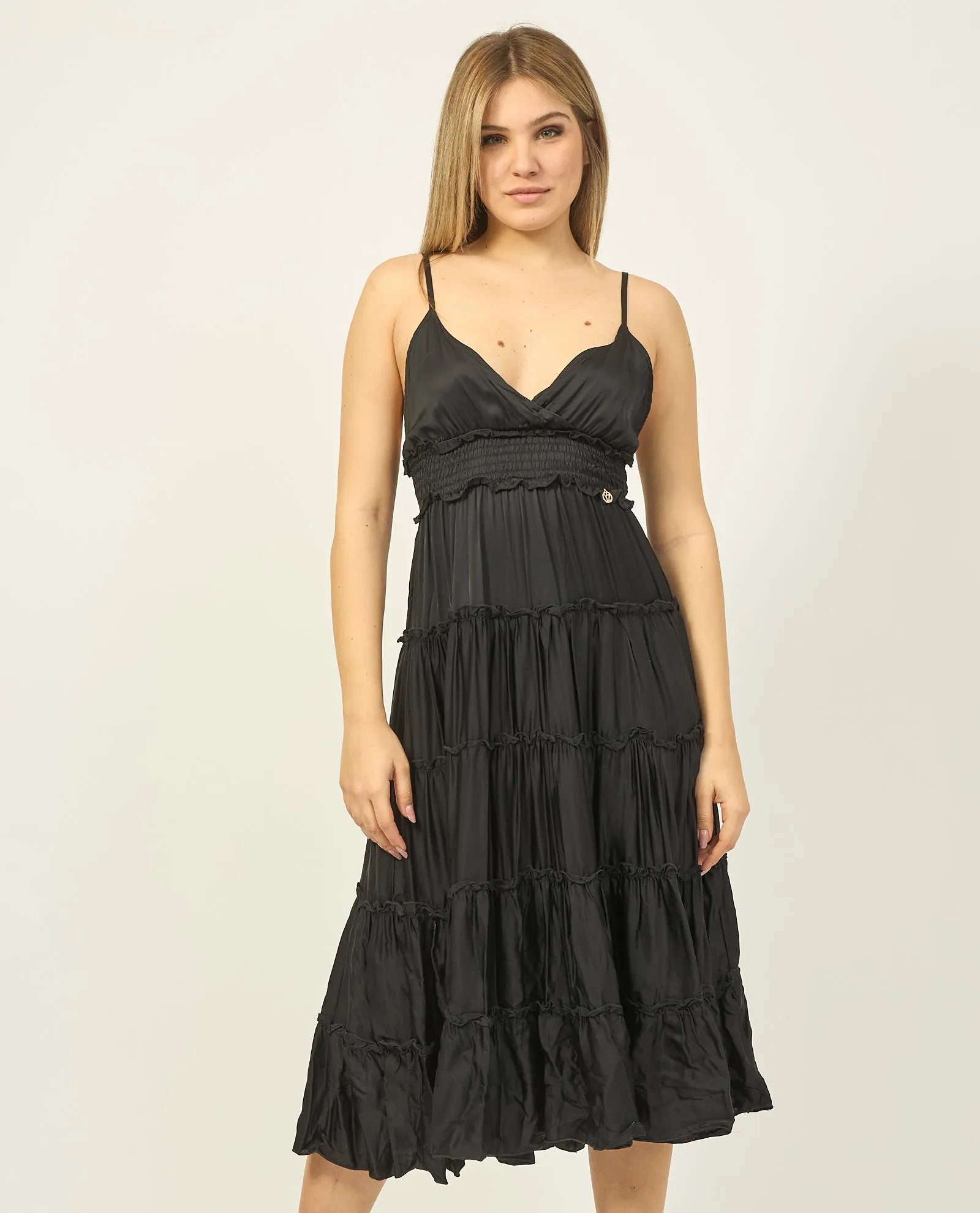 Abito lungo donna Yes Zee con arricciatura