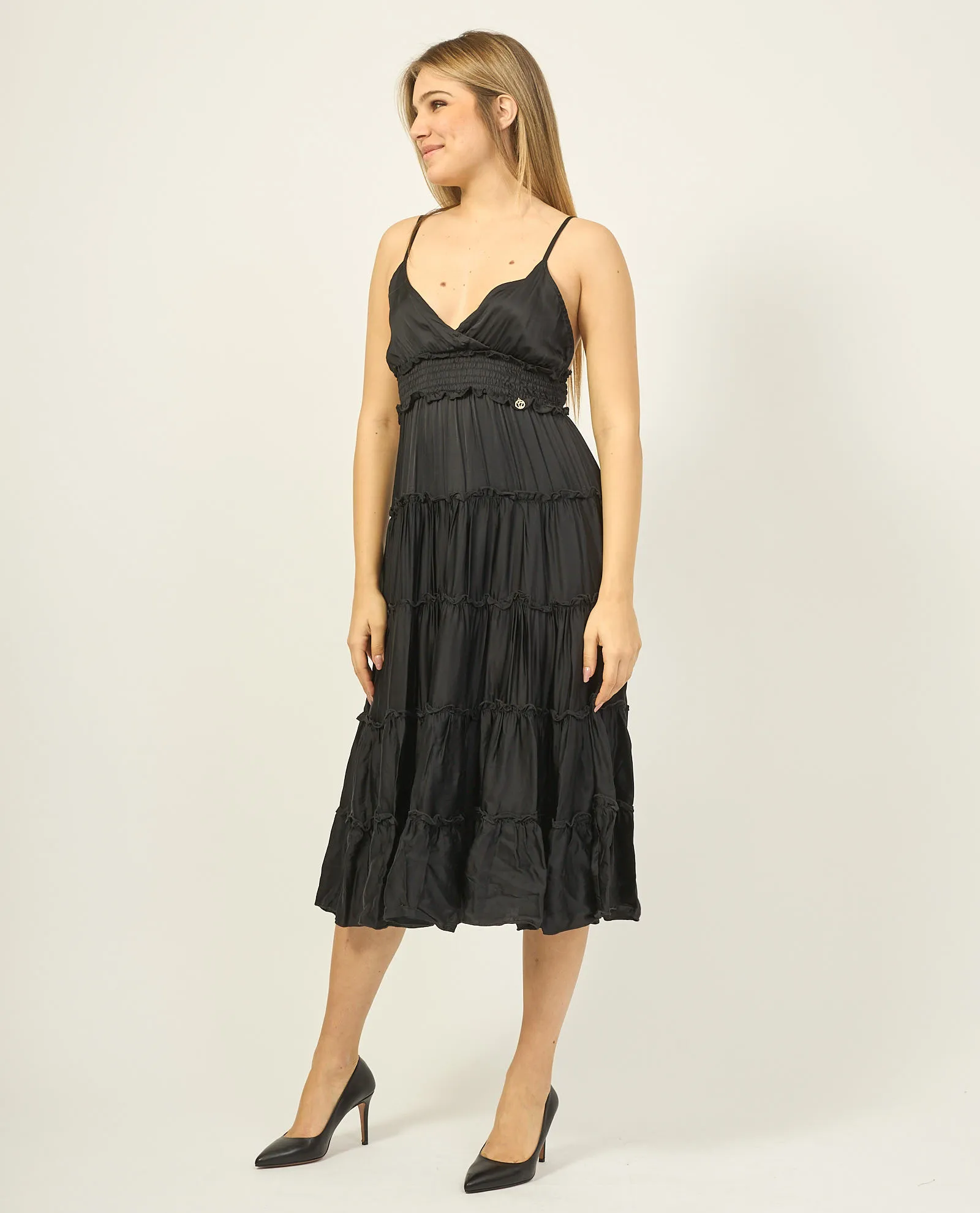 Abito lungo donna Yes Zee con arricciatura