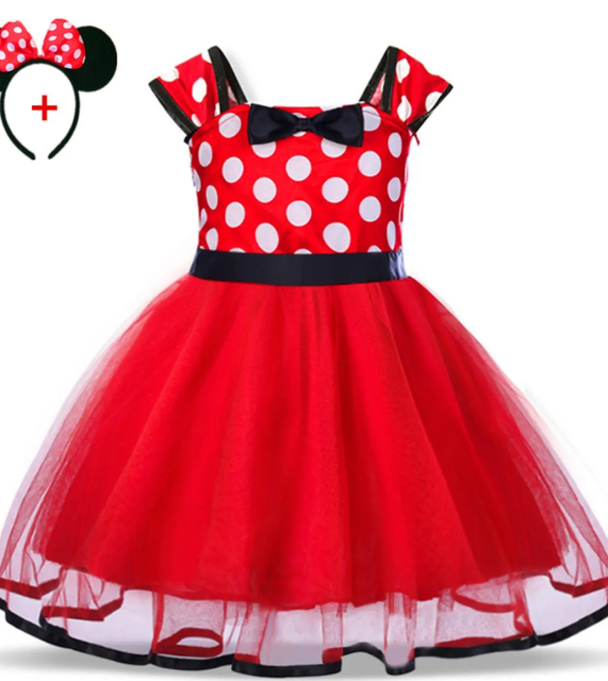 Abito natalizio per neonata Abiti a pois a maniche lunghe autunnali Abiti rossi in tulle natalizio per abito da festa Babe1 ° co