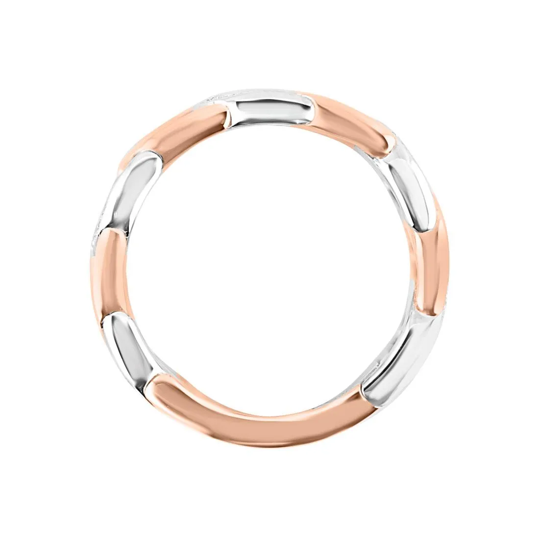 Anello in oro bianco e oro rosa con diamanti