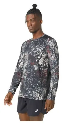 Asics Uomo All Over Print Black White Long Sleeve Jersey