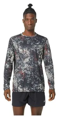 Asics Uomo All Over Print Black White Long Sleeve Jersey
