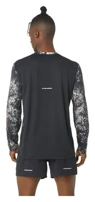 Asics Uomo All Over Print Black White Long Sleeve Jersey