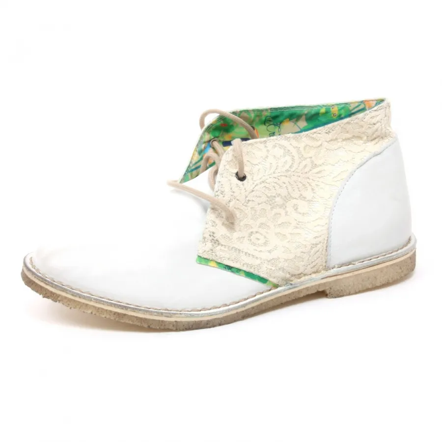 B3984 polacchino donna LECROWN DESERT BOOT scarpa avorio pizzo shoe woman