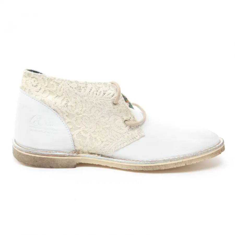 B3984 polacchino donna LECROWN DESERT BOOT scarpa avorio pizzo shoe woman