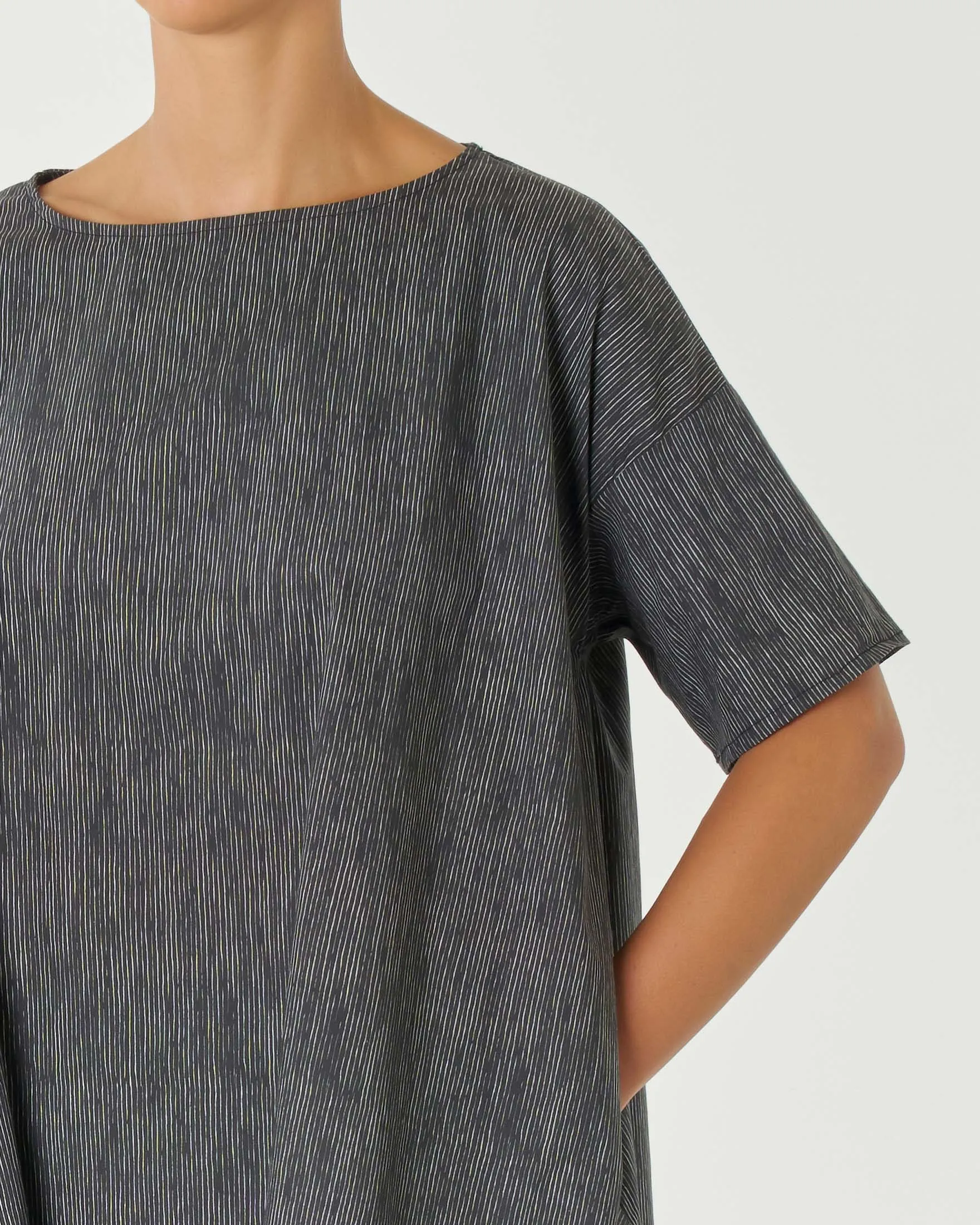 Blusa boxy sale e pepe in popeline di cotone stretch con maniche corte