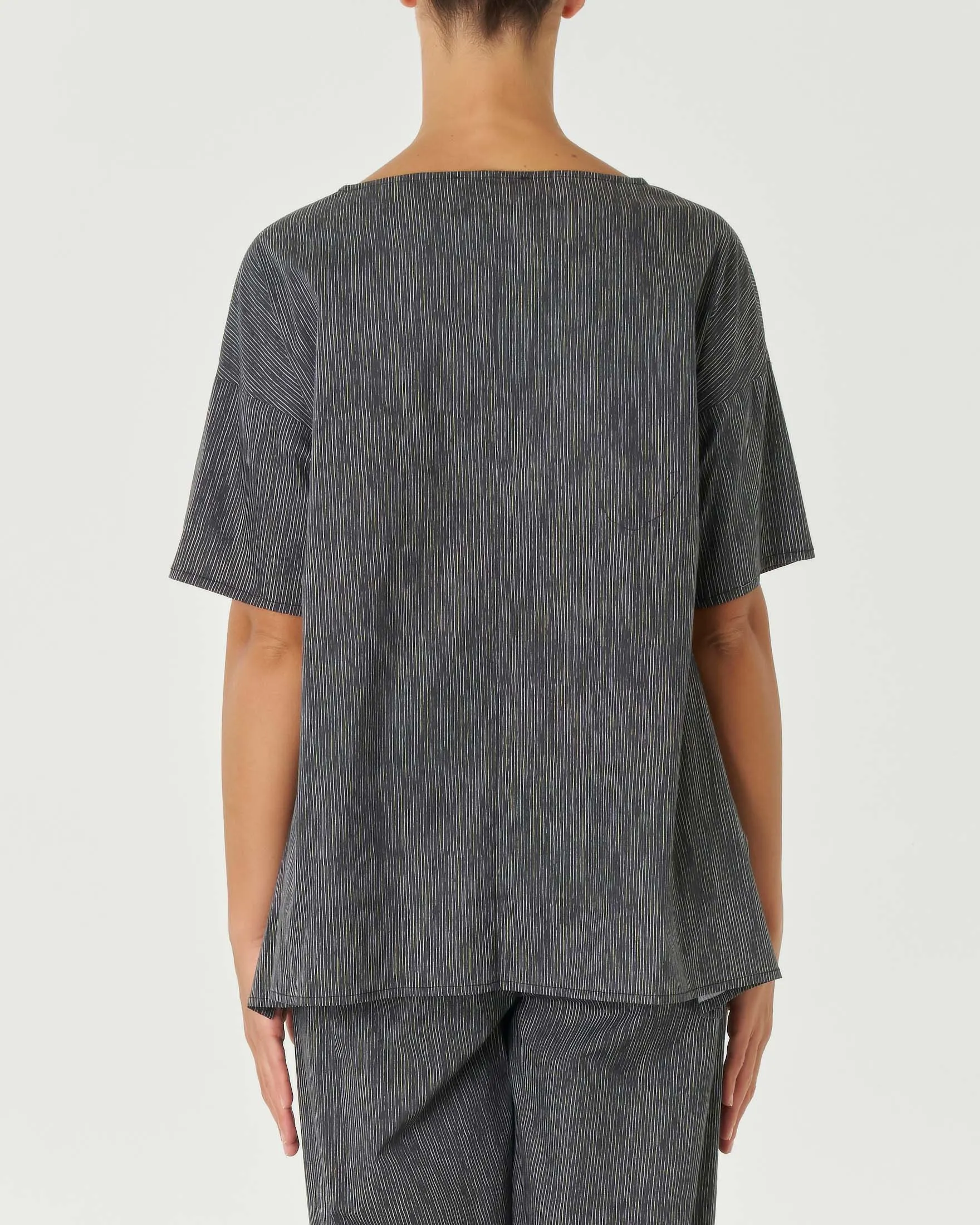 Blusa boxy sale e pepe in popeline di cotone stretch con maniche corte