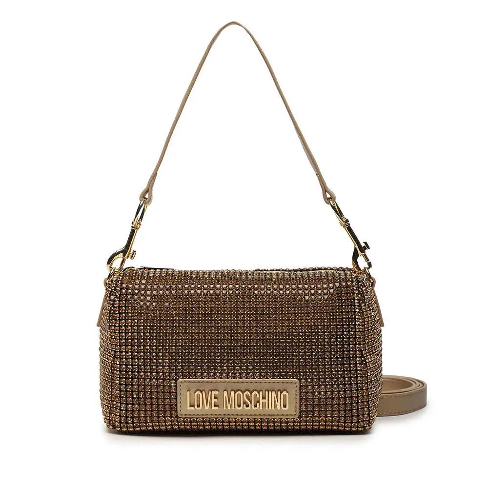 Borsa Donna a Spalla e Tracolla LOVE MOSCHINO linea Bling Bling Oro con Strass