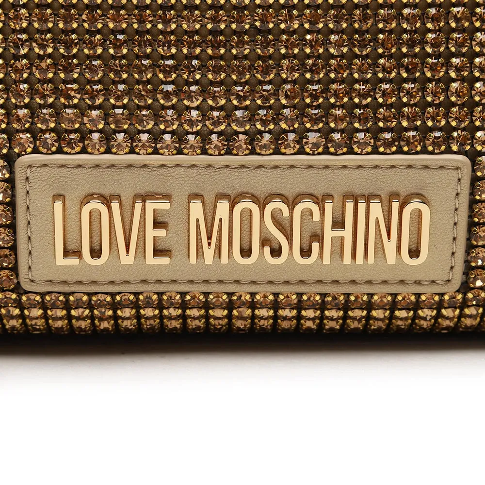 Borsa Donna a Spalla e Tracolla LOVE MOSCHINO linea Bling Bling Oro con Strass