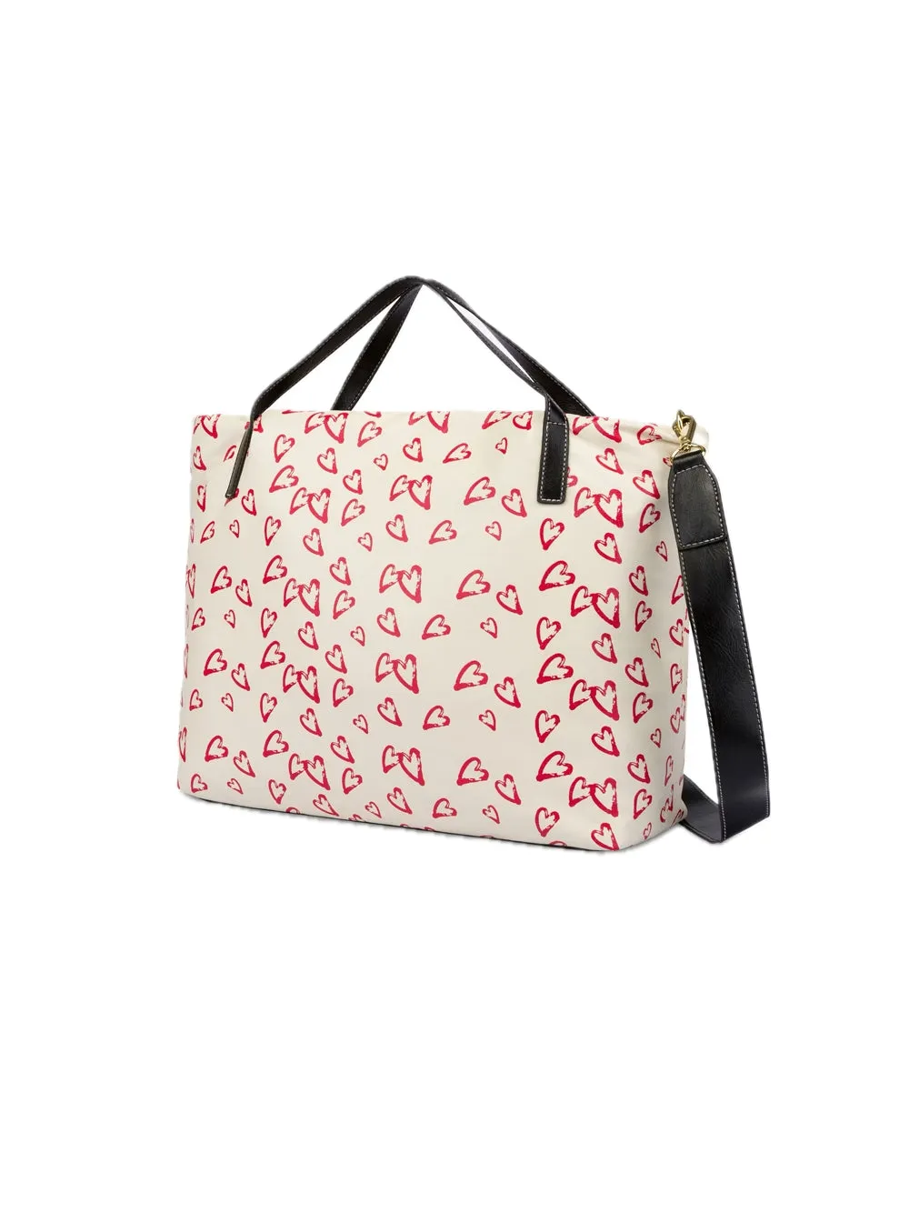 Borsa Pu Bianco + Stampa Rossa