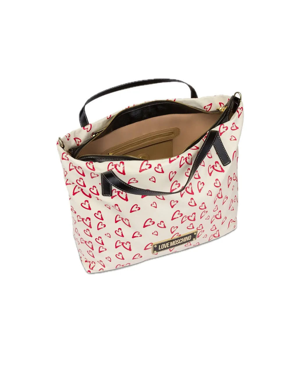 Borsa Pu Bianco + Stampa Rossa