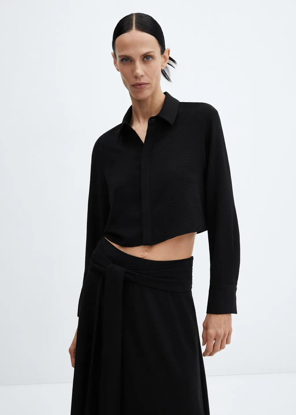 Camicia crop fluida