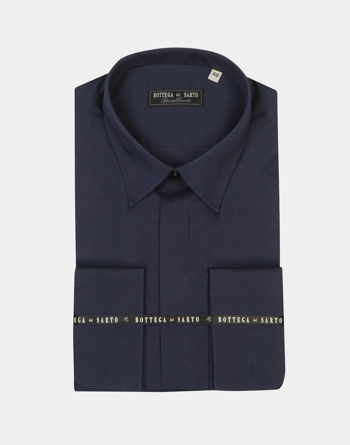 Camicia da Smoking blu In Popeline di cotone Elasticizzato Slim Fit