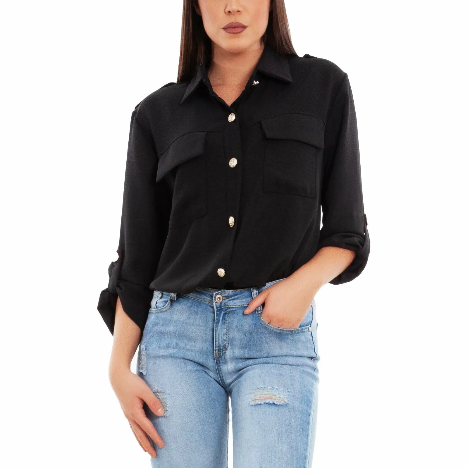 Camicia donna blusa bottoni JL-19129
