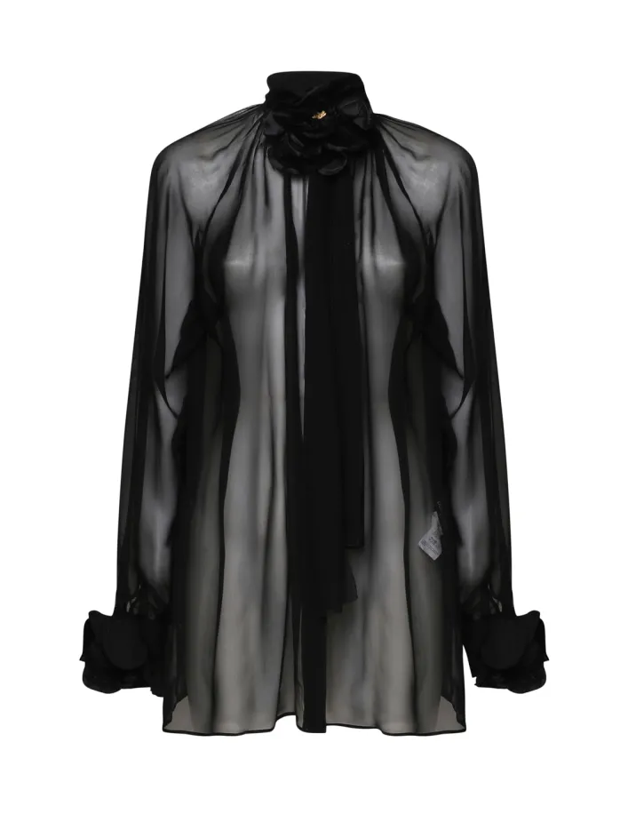 CAMICIA ROSE DI CHIFFON TRASPARENTE