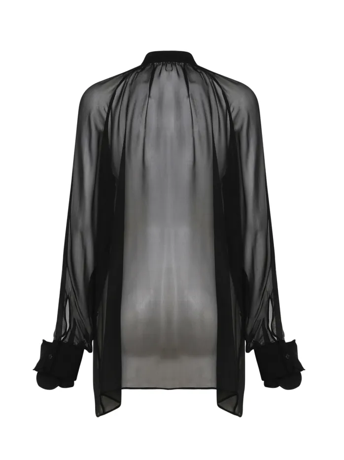 CAMICIA ROSE DI CHIFFON TRASPARENTE