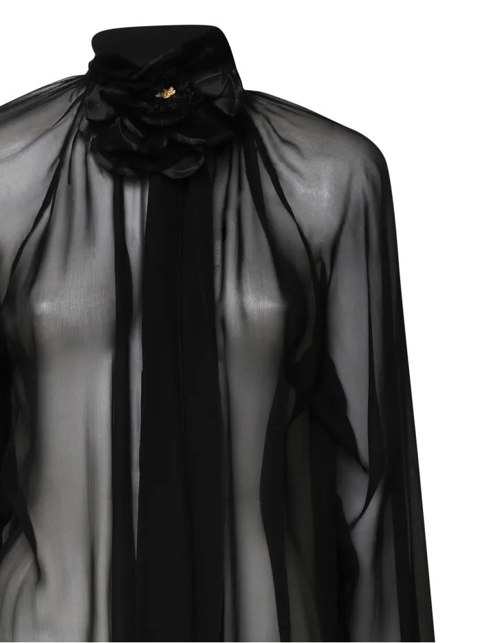 CAMICIA ROSE DI CHIFFON TRASPARENTE