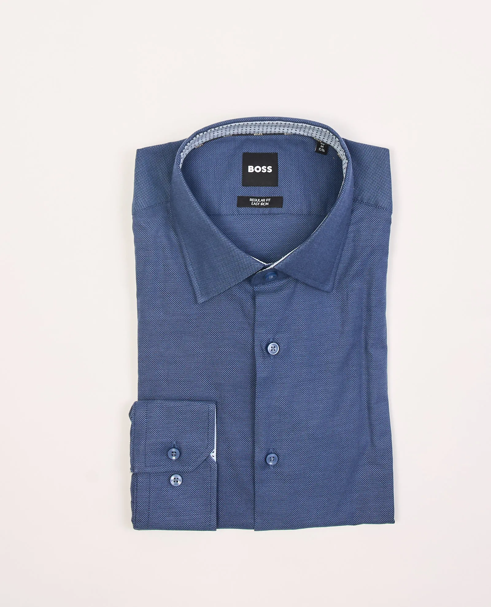 Camicia uomo Boss con trama Oxford colore blu