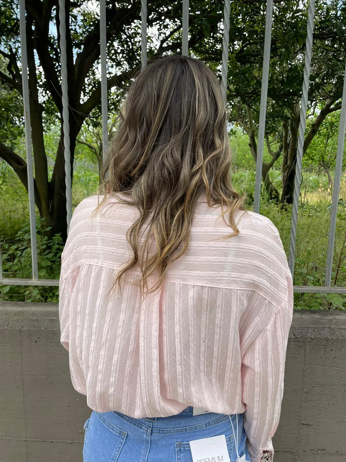 Camicia velata con swarovski