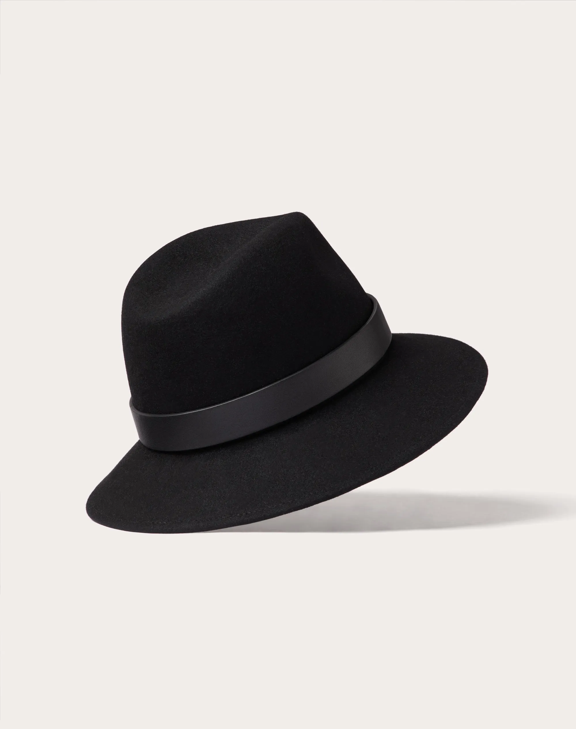 CAPPELLO FEDORA VLOGO SIGNATURE IN TESSUTO LAPIN E PELLE