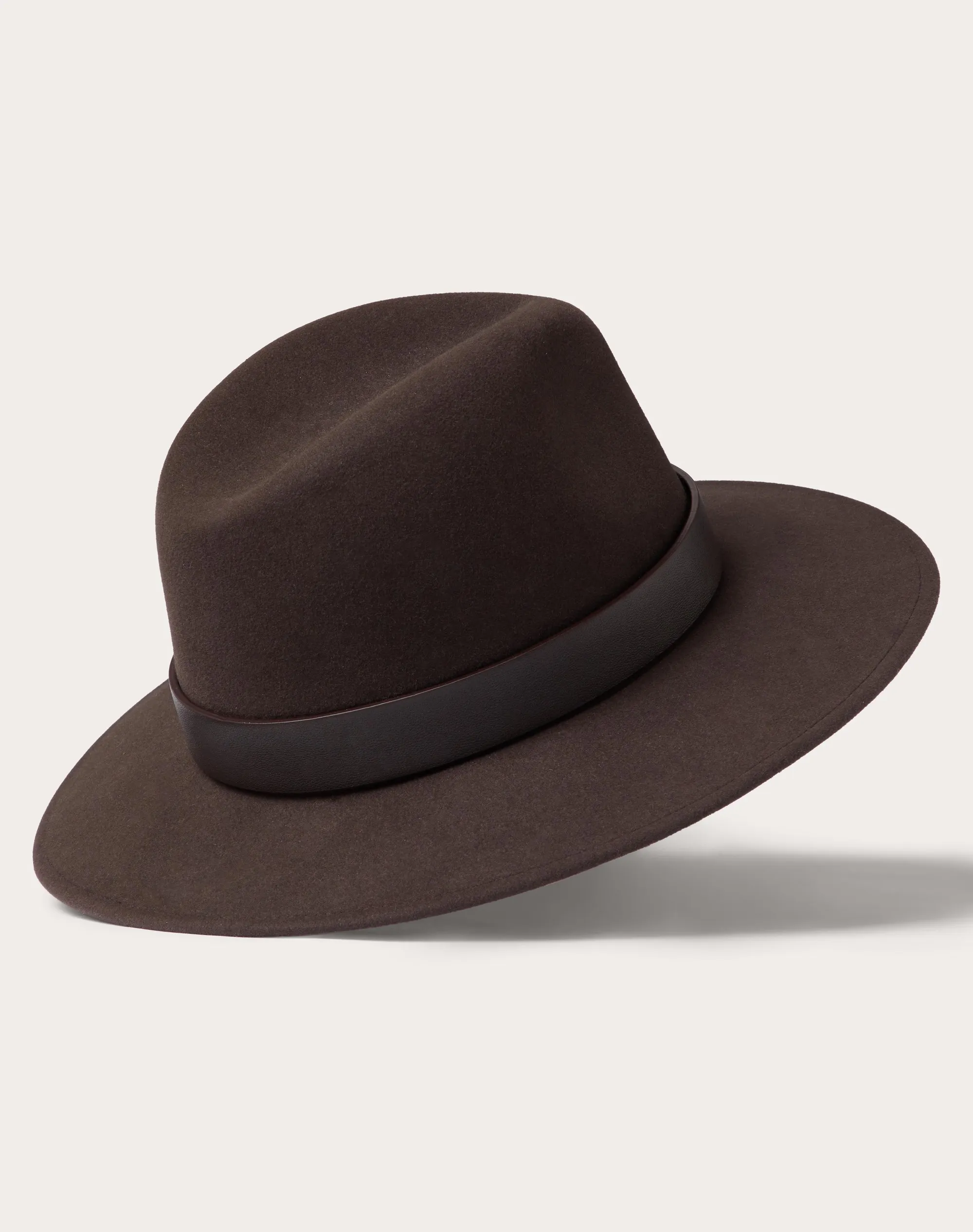 CAPPELLO FEDORA VLOGO SIGNATURE IN TESSUTO LAPIN E PELLE
