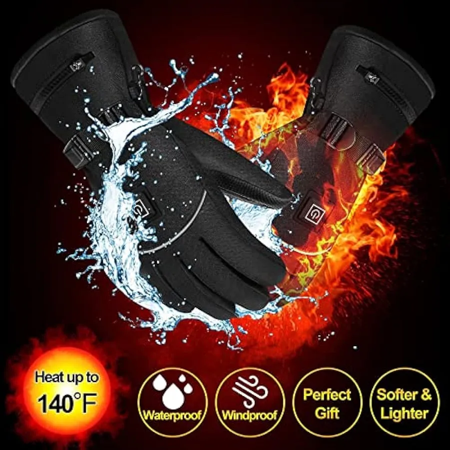 CCBUY Guanti riscaldati, Riscaldamento Elettrico a Batteria Ricaricabile da 2600 mAh, scaldamani Touchscreen, 3 Livelli di impos