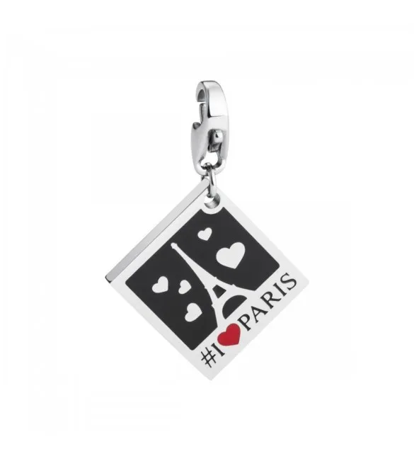 Charm donna gioielli Sagapò Happy in acciaio 316L I Love Paris smalti colorati sha164