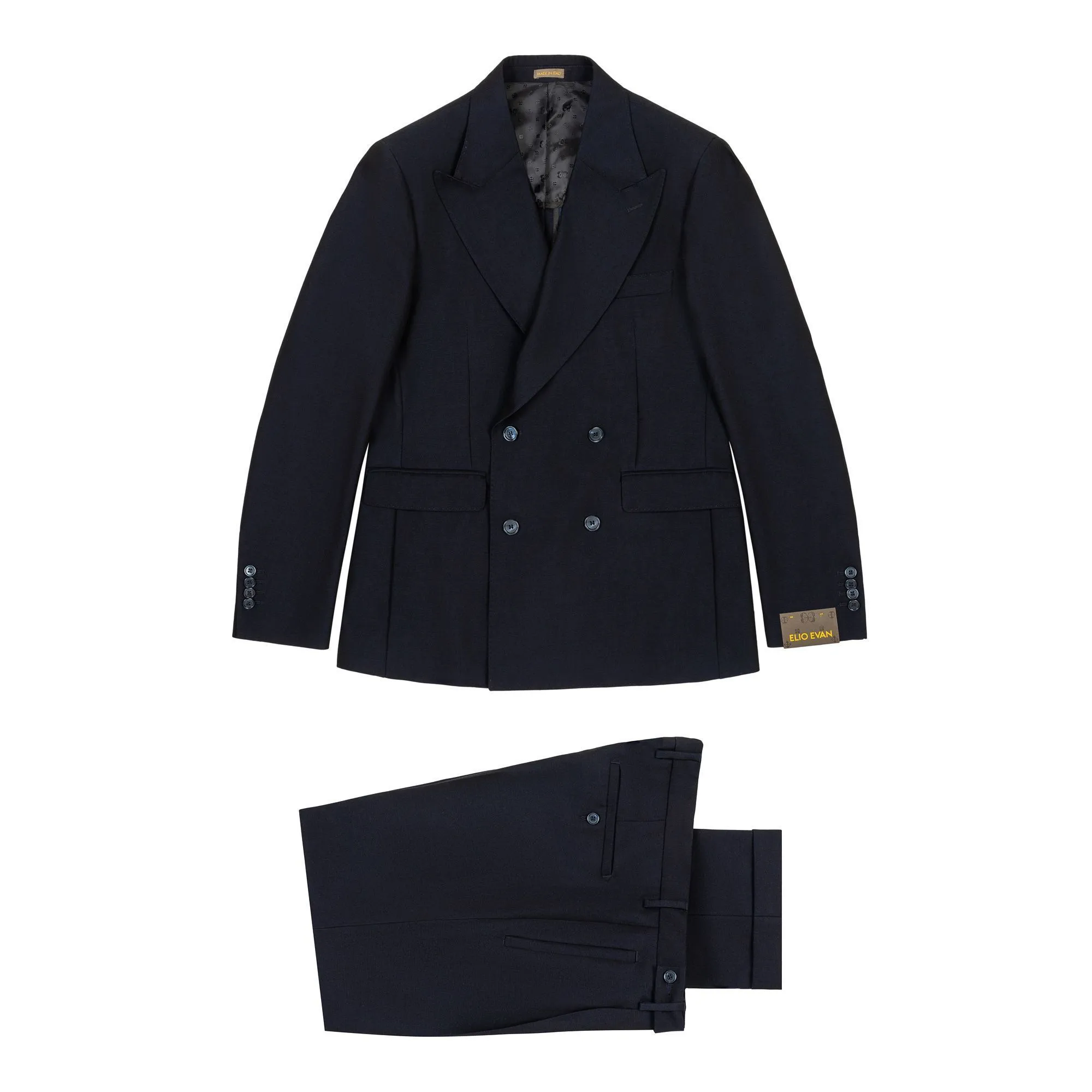 Completo Doppiopetto Blu Navy in Gabardine di Lyocell e Lana 