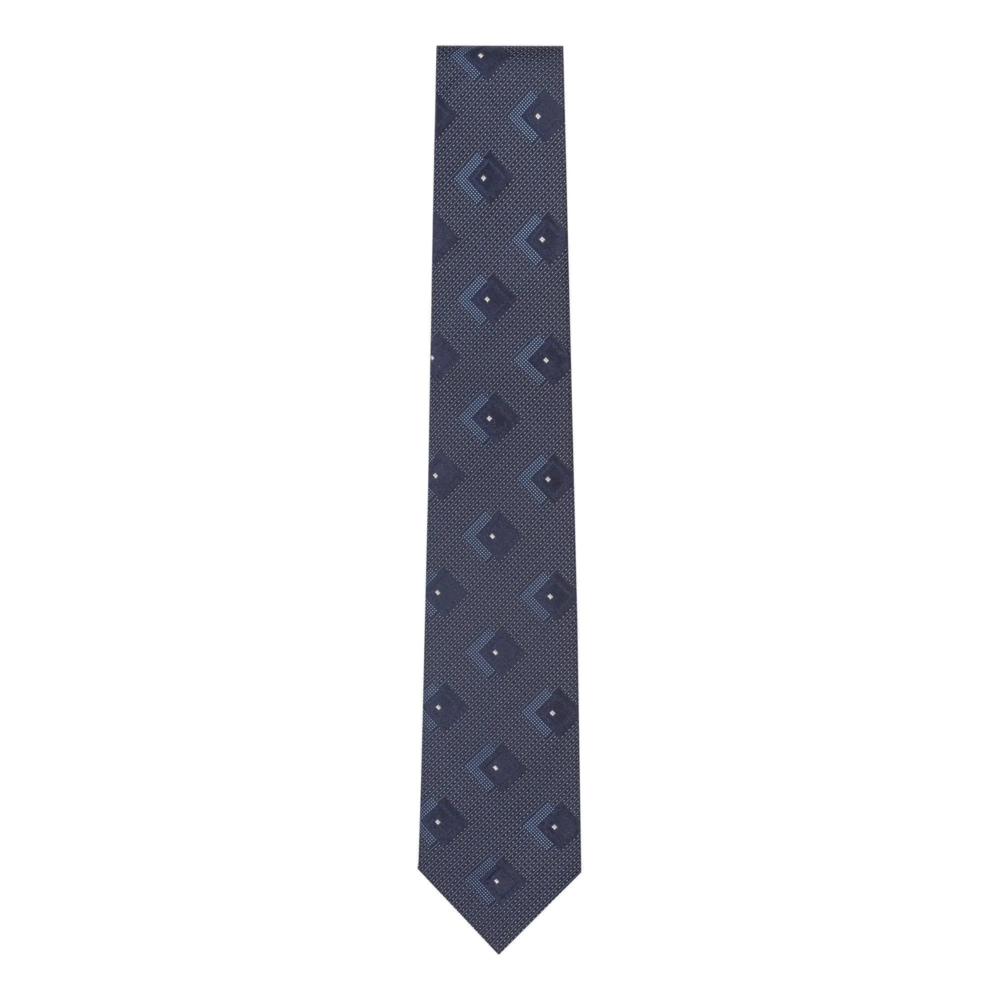 Cravatta Blu Scuro Con Motivo