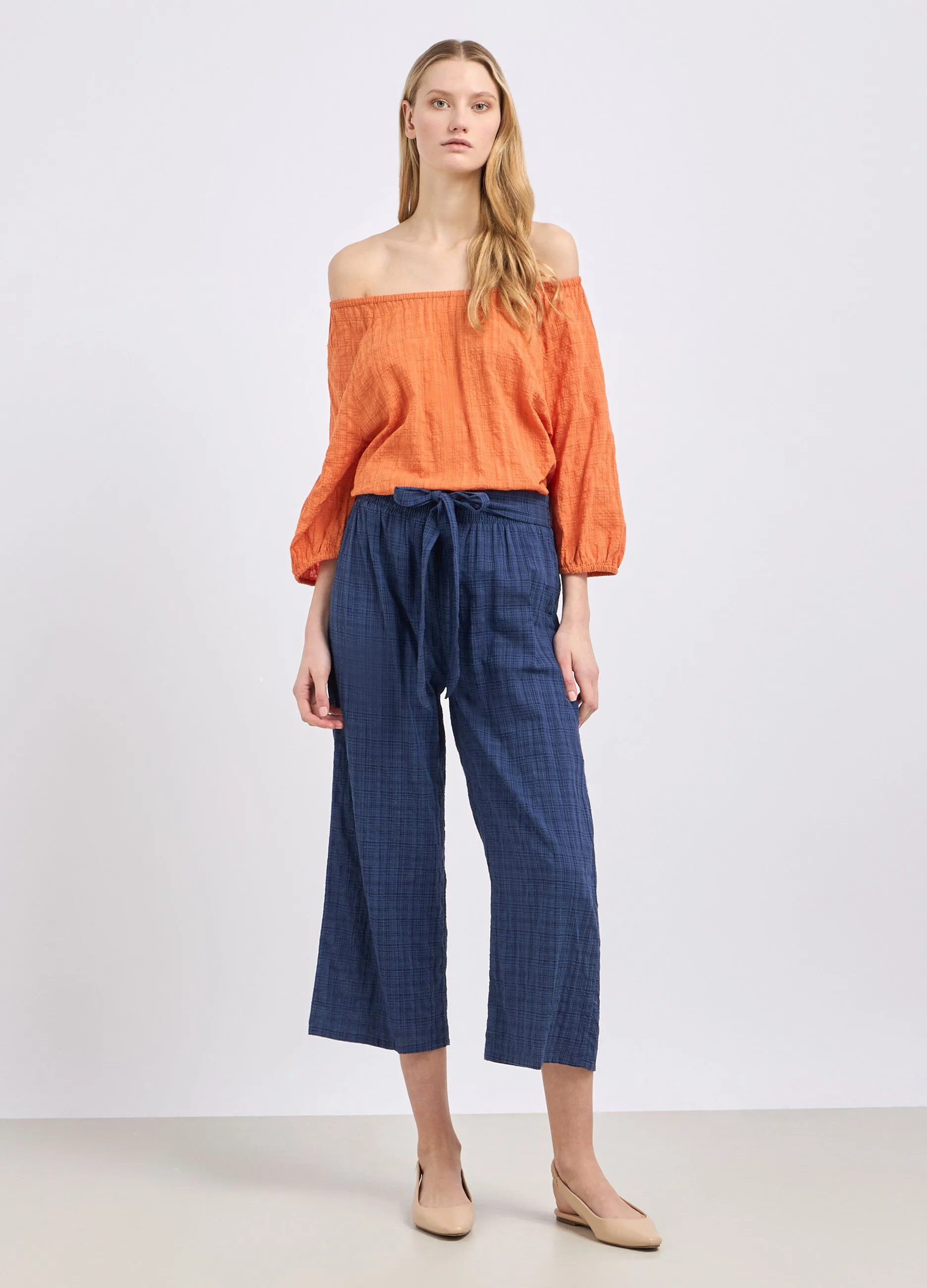 Culotte wide leg in cotone donna