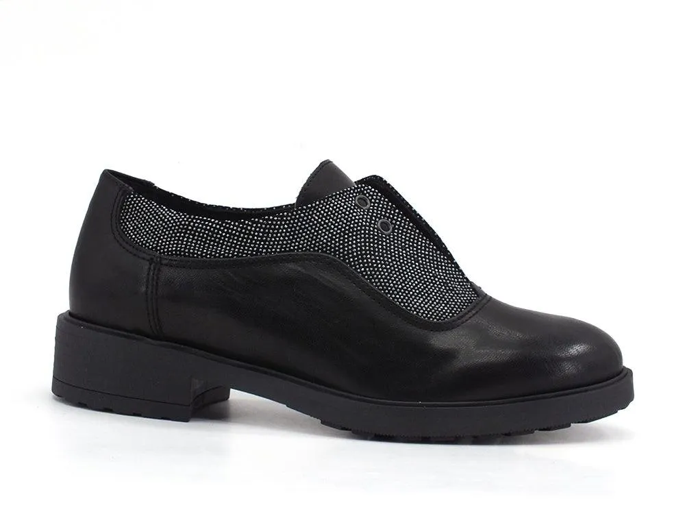 DIVINE FOLLIE Derby Pelle Strass Nero FRANK-5906