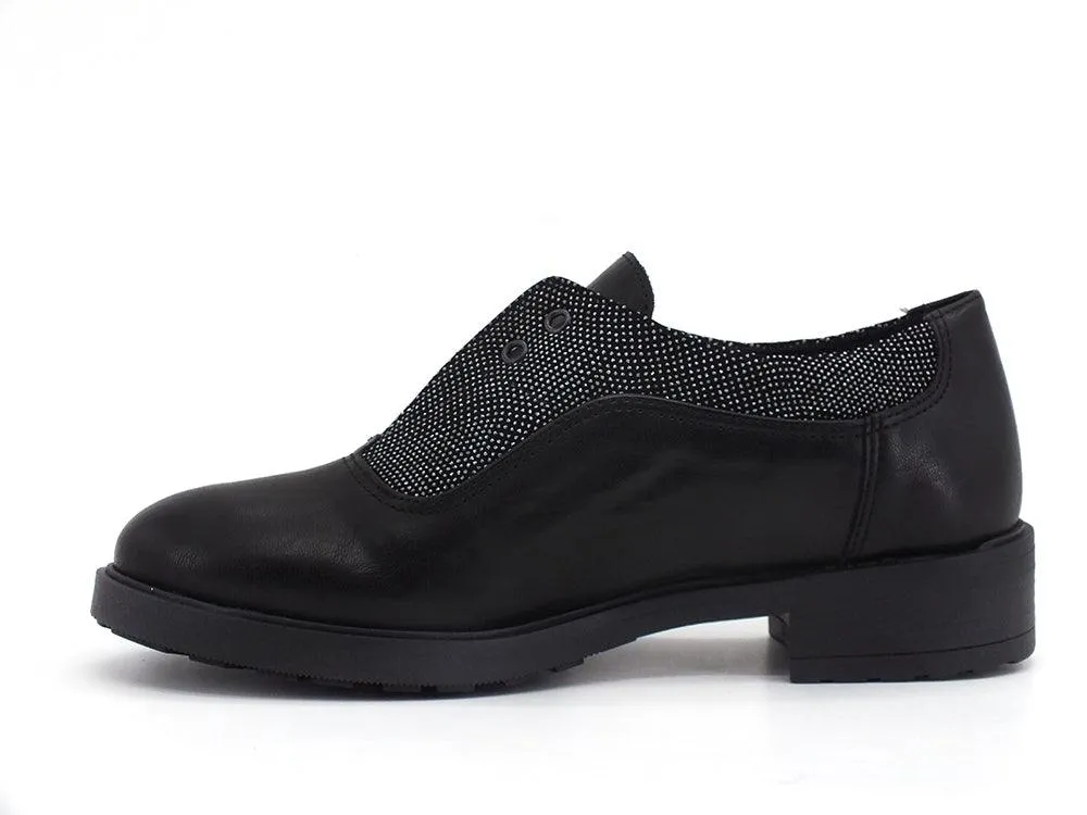 DIVINE FOLLIE Derby Pelle Strass Nero FRANK-5906