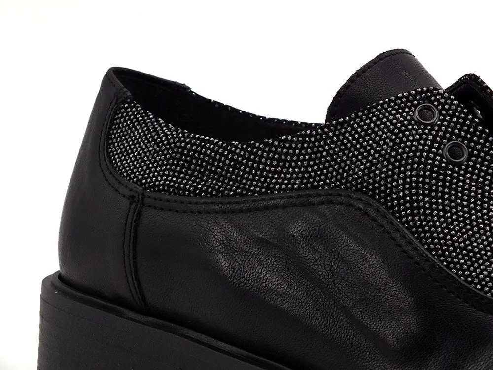 DIVINE FOLLIE Derby Pelle Strass Nero FRANK-5906