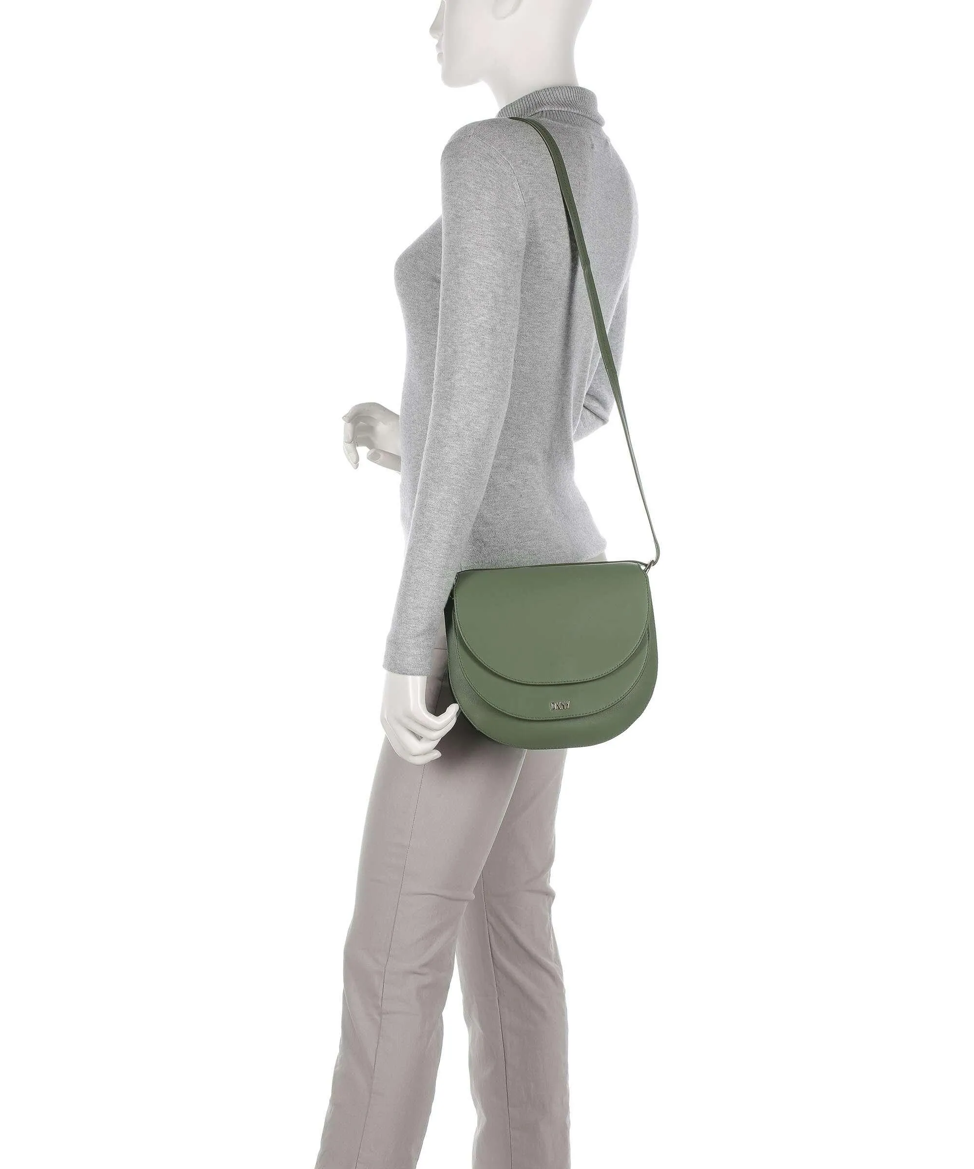  DKNY Milano Gramercy Borsa a tracolla pelle di vacchetta finemente grana verde  
