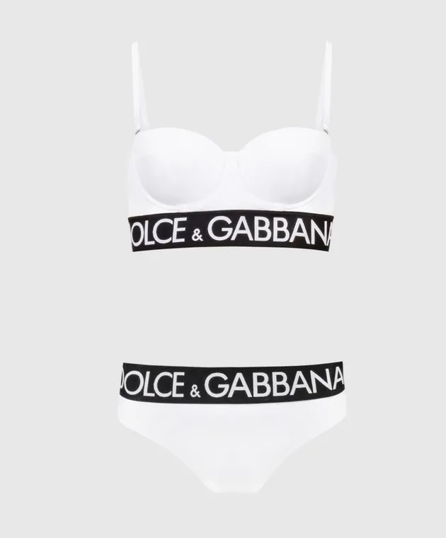 Dolce&Gabbana Costume da bagno bianco con fantasia logo O8B84JONP71