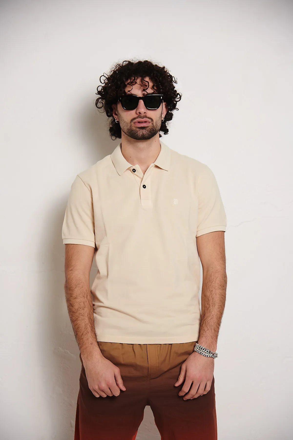 Dondup Polo in piquet di cotone naturale