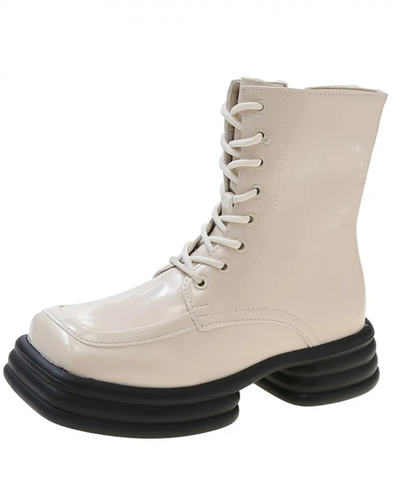 Donne Piattaforma Piatta Chelsea Stivaletti Scarpe Casual Punta Quadrata Cerniera Neve Botas Inverno 2022 di Nuovo Modo Punk Mot