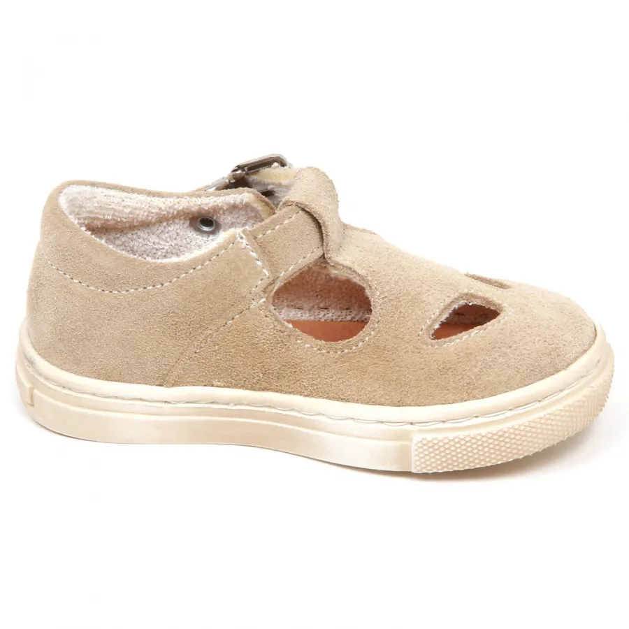 E6392 sandalo bimba beige KICKERS EARLY scarpe suede shoe baby kid girl