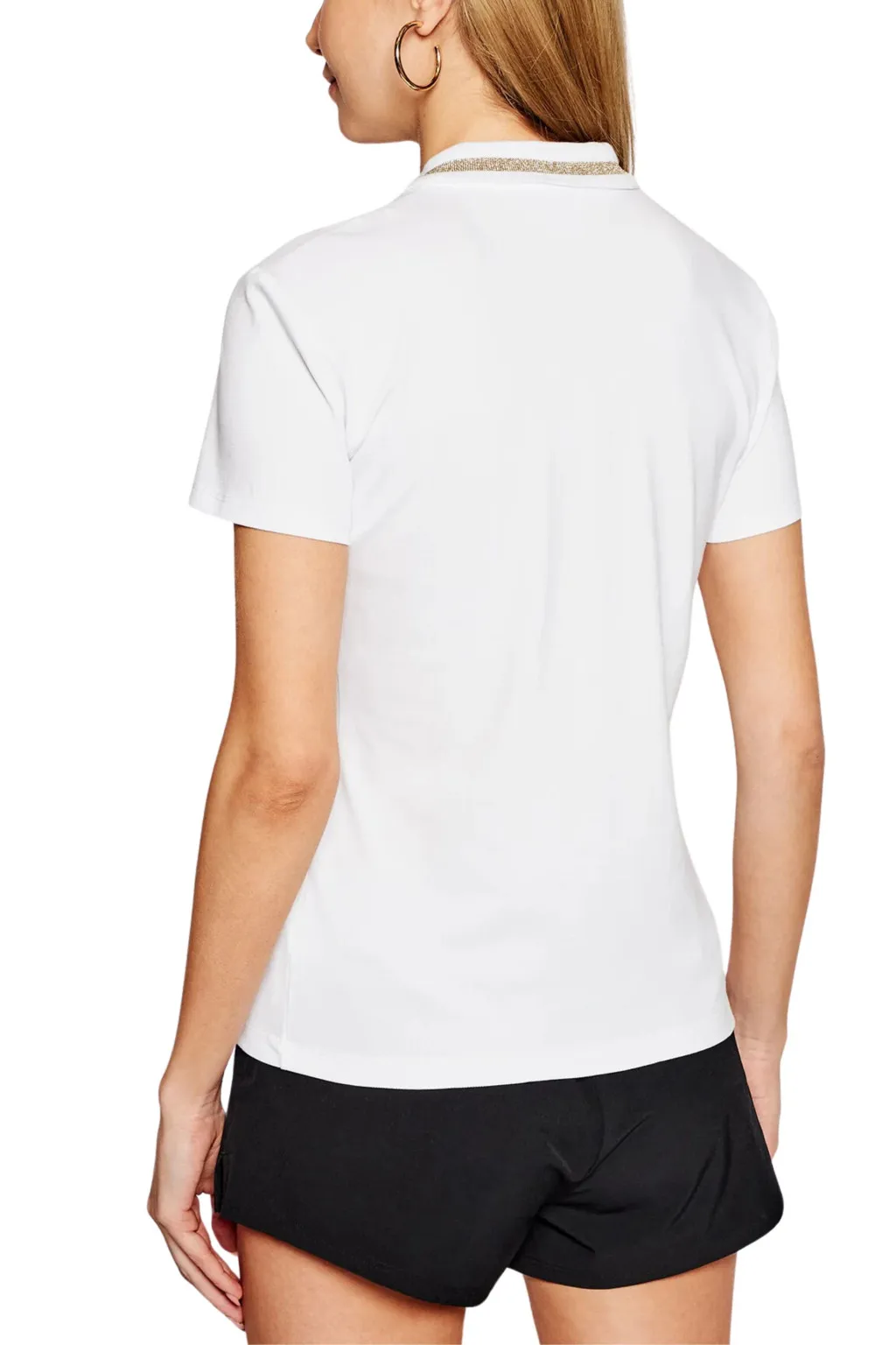 EA7 POLO DONNA CON LOGO BIANCO/ORO 3DTF04