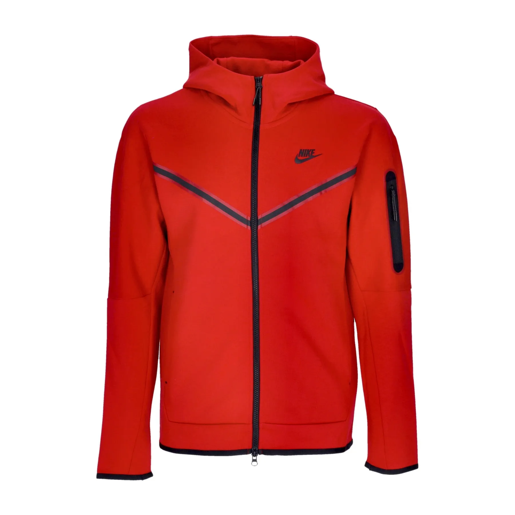 Felpa Leggera Cappuccio Zip Uomo Sportswear Tech Fleece Hoodie Gym Red/black