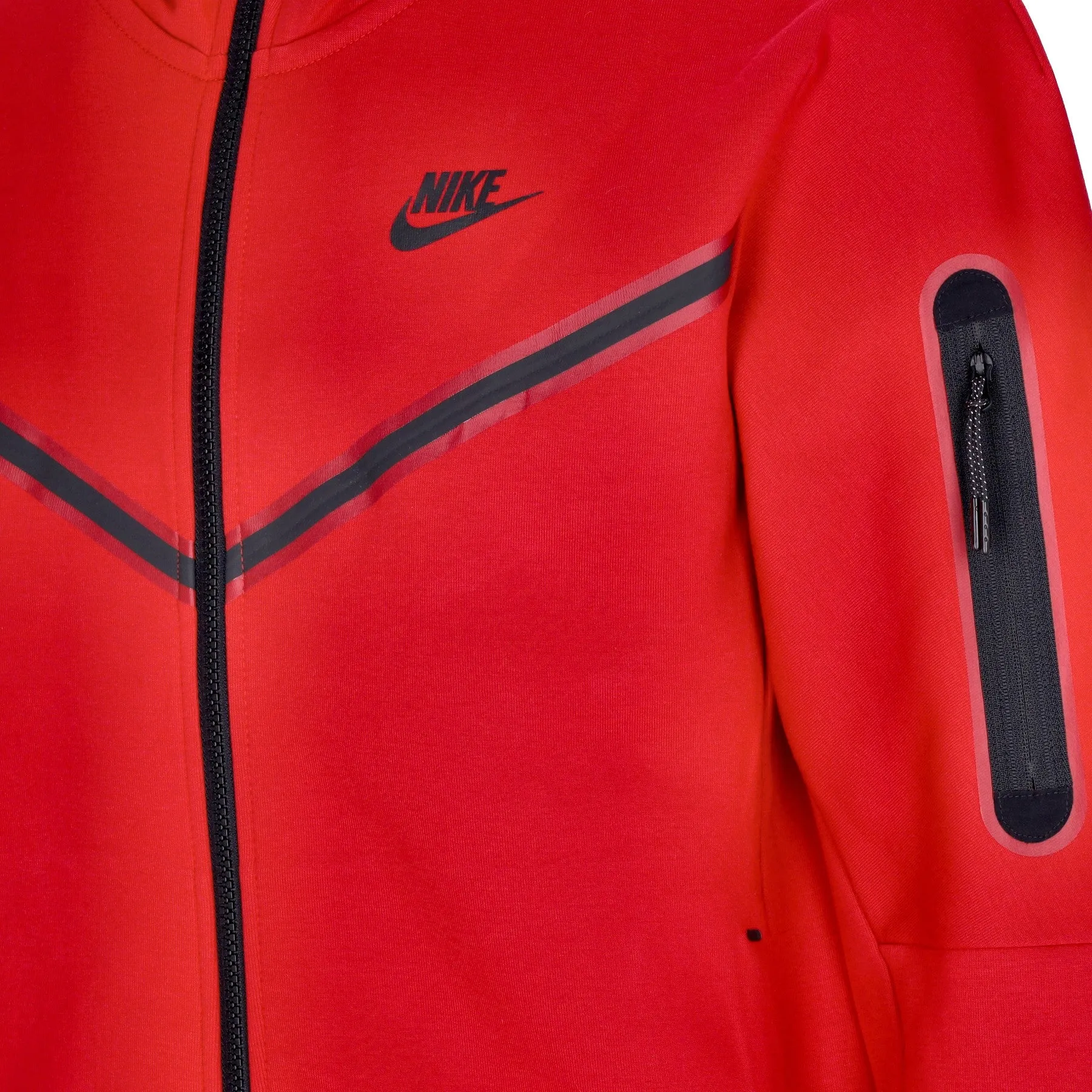 Felpa Leggera Cappuccio Zip Uomo Sportswear Tech Fleece Hoodie Gym Red/black