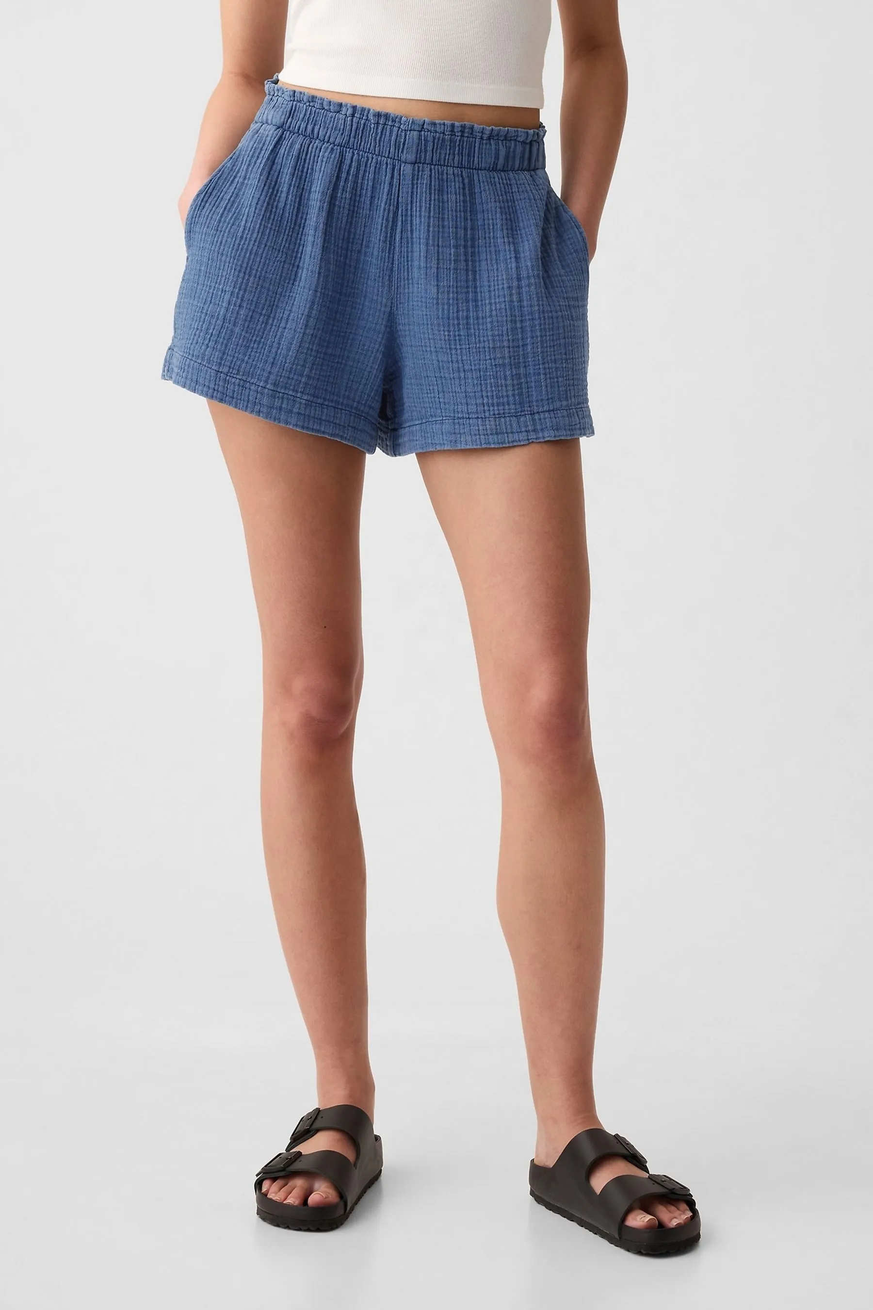 Gap - Shorts senza chiusura in cotone stropicciato    